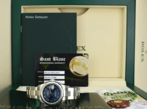 Ladies Watches | Dress Watches | Sant Blanc ROLEX Ladies 26mm Stainless Steel Datejust Blue Concentric Arabic Model 179160