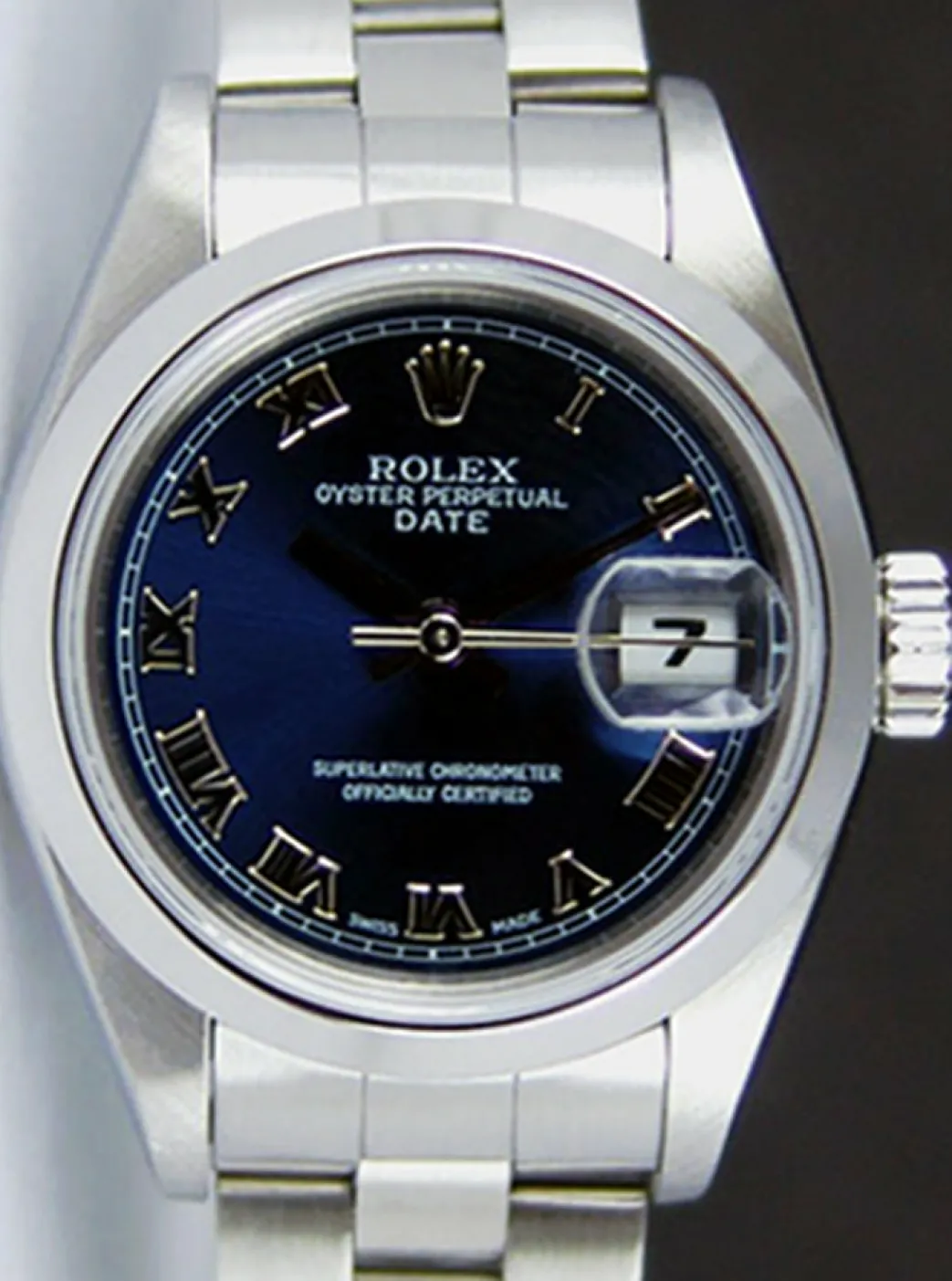 rolex_ladies_mm_stainless_0-6.webp Ladies Watches | Dress Watches | Sant Blanc ROLEX Ladies 26mm Stainless Steel DateJust Blue Roman Dial Model 79160