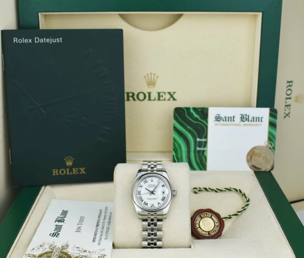 rolex_ladies_mm_stainless_0.webp Dress Watches | Sant Blanc ROLEX Ladies 26mm Stainless Steel DateJust White Bold Roman Jubilee Band 179160