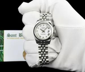 Dress Watches | Sant Blanc ROLEX Ladies 26mm Stainless Steel DateJust White Bold Roman Jubilee Band 179160