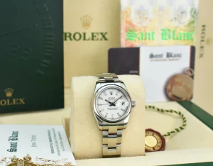 Ladies Watches | Dress Watches | Sant Blanc ROLEX Ladies 26mm Stainless Steel DateJust White Index Dial Oyster Band Model 179160