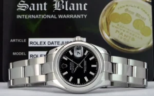 Ladies Watches | Dress Watches | Sant Blanc ROLEX Ladies 26mm Stainless Steel DateJust Black Index Dial Model 179160