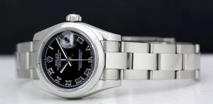 Ladies Watches | Dress Watches | Sant Blanc ROLEX Ladies 26mm Stainless Steel DateJust Black Roman Dial Model 179160