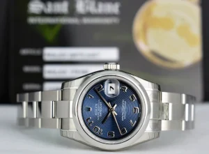 Ladies Watches | Dress Watches | Sant Blanc ROLEX Ladies 26mm Stainless Steel Datejust Blue Concentric Arabic Model 179160
