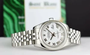 Dress Watches | Sant Blanc ROLEX Ladies 26mm Stainless Steel DateJust White Bold Roman Jubilee Band 179160
