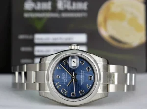 Ladies Watches | Dress Watches | Sant Blanc ROLEX Ladies 26mm Stainless Steel Datejust Blue Concentric Arabic Model 179160