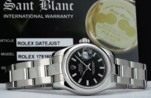 Ladies Watches | Dress Watches | Sant Blanc ROLEX Ladies 26mm Stainless Steel DateJust Black Index Dial Model 179160