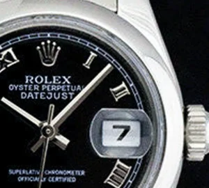 Ladies Watches | Dress Watches | Sant Blanc ROLEX Ladies 26mm Stainless Steel DateJust Black Roman Dial Model 179160