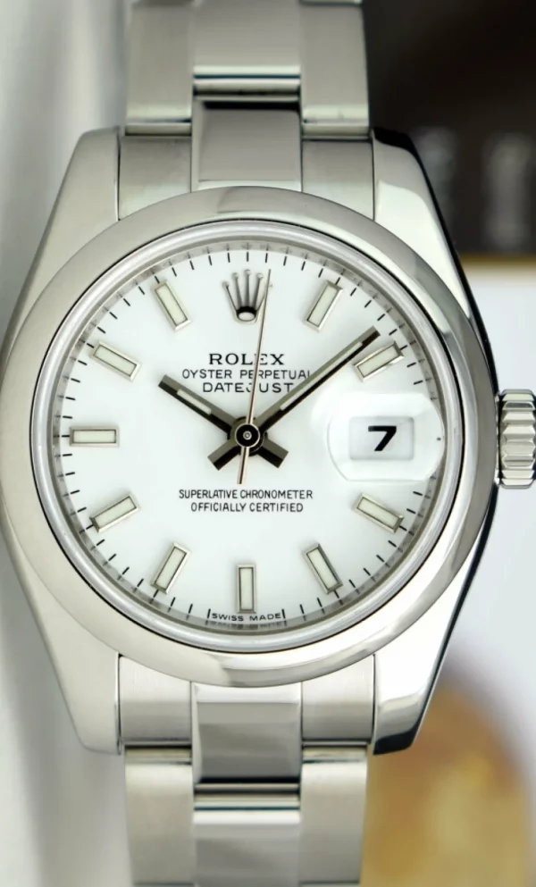 Ladies Watches | Dress Watches | Sant Blanc ROLEX Ladies 26mm Stainless Steel DateJust White Index Dial Oyster Band Model 179160