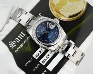 Ladies Watches | Dress Watches | Sant Blanc ROLEX Ladies 26mm Stainless Steel Datejust Blue Concentric Arabic Model 179160