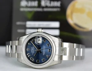 Ladies Watches | Dress Watches | Sant Blanc ROLEX Ladies 26mm Stainless Steel Datejust Blue Concentric Arabic Model 179160