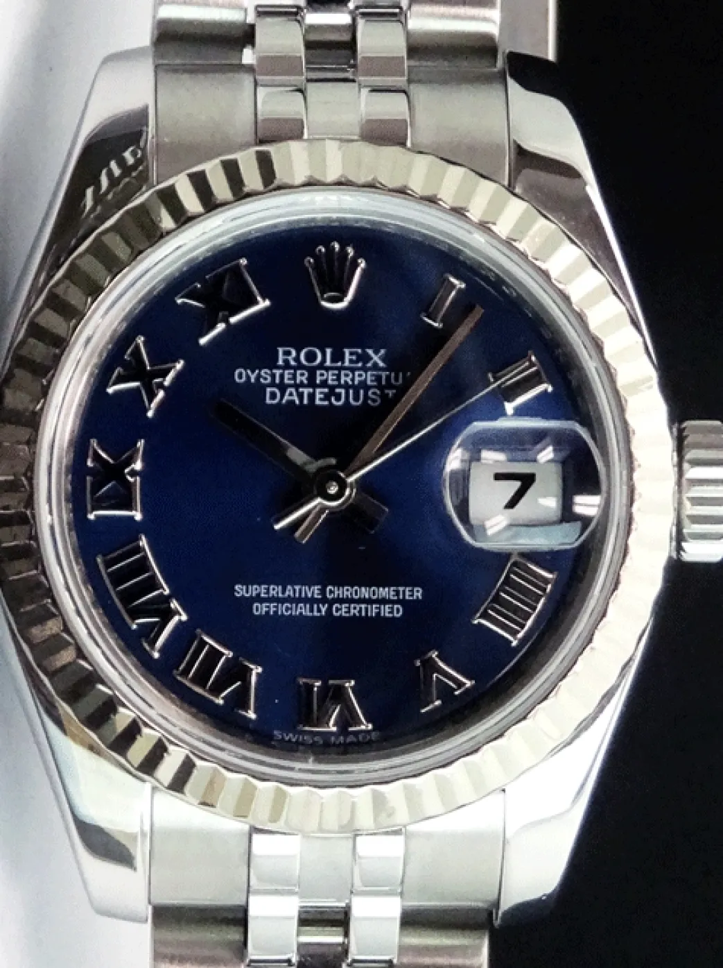 rolex_ladies_mm_white_gol_1-1.webp Ladies Watches | Dress Watches | Sant Blanc ROLEX Ladies 26mm White Gold & Stainless Steel Datejust Blue Roman Dial Jubilee Band Model 179174