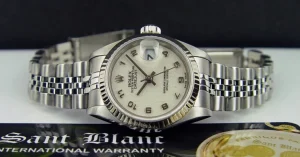 Ladies Watches | Dress Watches | Sant Blanc ROLEX Ladies 26mm White Gold & Stainless Steel DateJust Cream Arabic Dial Jubilee Band Model 79174