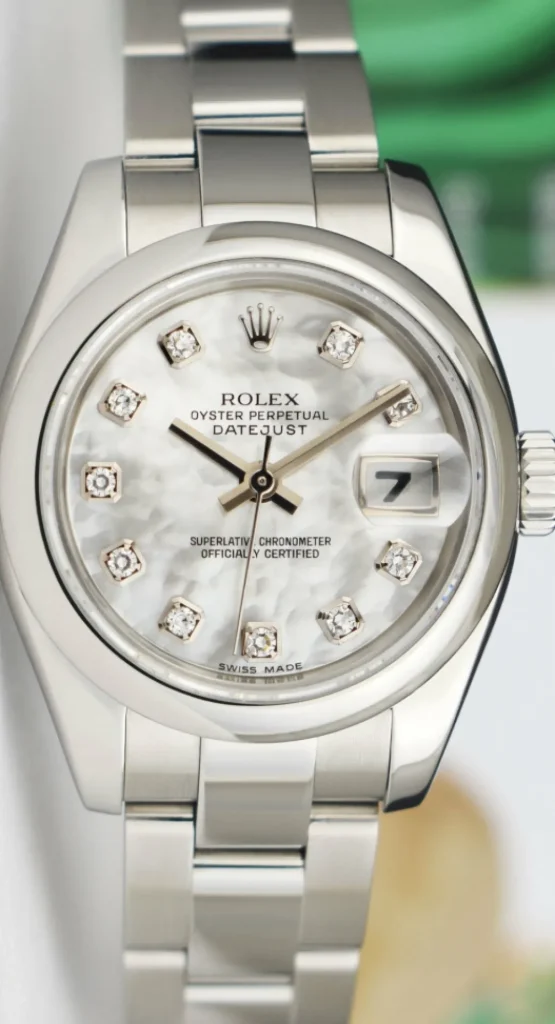 Dress Watches | Sant Blanc ROLEX Ladies Stainless Steel Datejust Mother of Pearl Diamond Oyster Band Model 179160