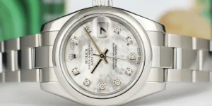 Dress Watches | Sant Blanc ROLEX Ladies Stainless Steel Datejust Mother of Pearl Diamond Oyster Band Model 179160