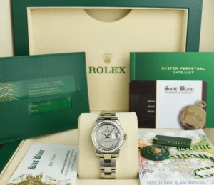 Ladies Watches | Dress Watches | Sant Blanc ROLEX Ladies White Gold & Stainless Steel Mother of Pearl Goldust Diamond Dial Model 179384