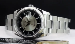 Men's Watches | Dress Watches | Sant Blanc ROLEX Mens DateJust Stainless Steel Black Bulls Eye Index Dial Oyster Band Model 116200