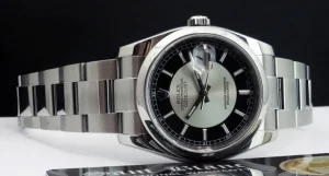 Men's Watches | Dress Watches | Sant Blanc ROLEX Mens DateJust Stainless Steel Black Bulls Eye Index Dial Oyster Band Model 116200