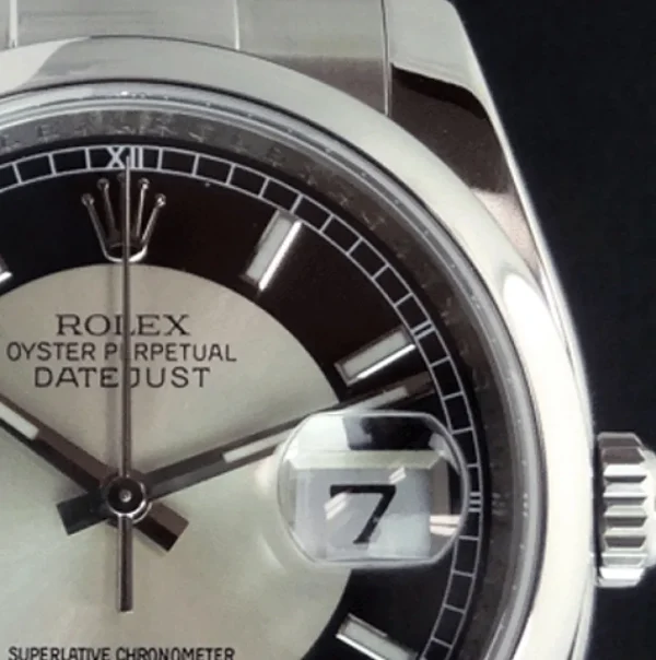 Men's Watches | Dress Watches | Sant Blanc ROLEX Mens DateJust Stainless Steel Black Bulls Eye Index Dial Oyster Band Model 116200