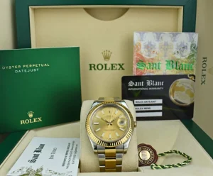 Men's Watches | Dress Watches | Sant Blanc ROLEX Mens 18kt Gold & Stainless Steel DateJust II Champagne Index Model 116333