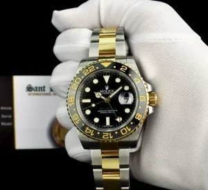 Men's Watches | Pilots Professional Watches | Sant Blanc ROLEX Mens 18kt Gold & Stainless Steel GMT Master II Black Dial Model 116713