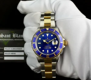 Diving Professional Watches | Sports Watches | Sant Blanc ROLEX Mens 18kt Gold & Stainless Steel Submariner Blue Dial No Holes Model 16613