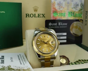Men's Watches | Dress Watches | Sant Blanc ROLEX Mens 18kt Gold & Stainless Steel DateJust II Champagne Index Model 116333