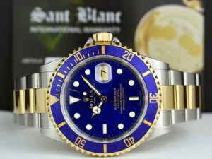 Diving Professional Watches | Sports Watches | Sant Blanc ROLEX Mens 18kt Gold & Stainless Steel Submariner Blue Dial No Holes Model 16613