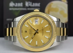 Men's Watches | Dress Watches | Sant Blanc ROLEX Mens 18kt Gold & Stainless Steel DateJust II Champagne Index Model 116333