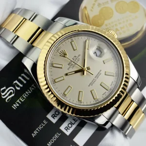 Men's Watches | Dress Watches | Sant Blanc ROLEX Mens 18kt Gold & Stainless Steel DateJust II Ivory Index Model 116333