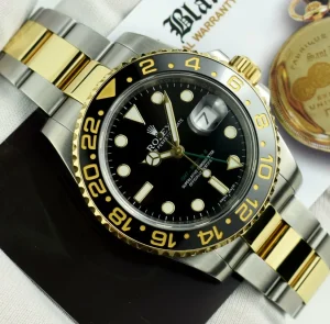 Men's Watches | Pilots Professional Watches | Sant Blanc ROLEX Mens 18kt Gold & Stainless Steel GMT Master II Black Dial Model 116713