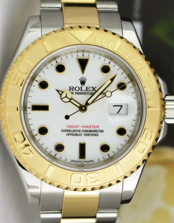 Yachting Professional Watches | Men's Watches | Sant Blanc ROLEX Mens 18kt Gold & Stainless Yachtmaster White Index Model 16623
