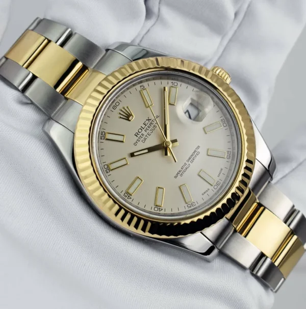 Men's Watches | Dress Watches | Sant Blanc ROLEX Mens 18kt Gold & Stainless Steel DateJust II Ivory Index Model 116333