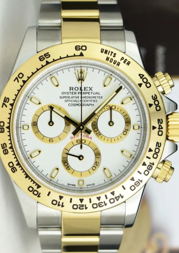Sports Watches | Men's Watches | Sant Blanc ROLEX Mens 18kt Gold & Stainless Steel Daytona White Index Dial Model 116503