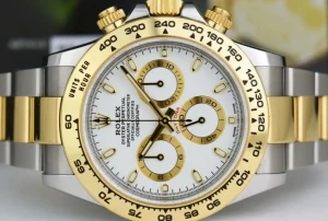 Men's Watches | Racing Professional Watches | Sant Blanc ROLEX Mens 18kt Gold & Stainless Two Tone Daytona White Index Model 116503