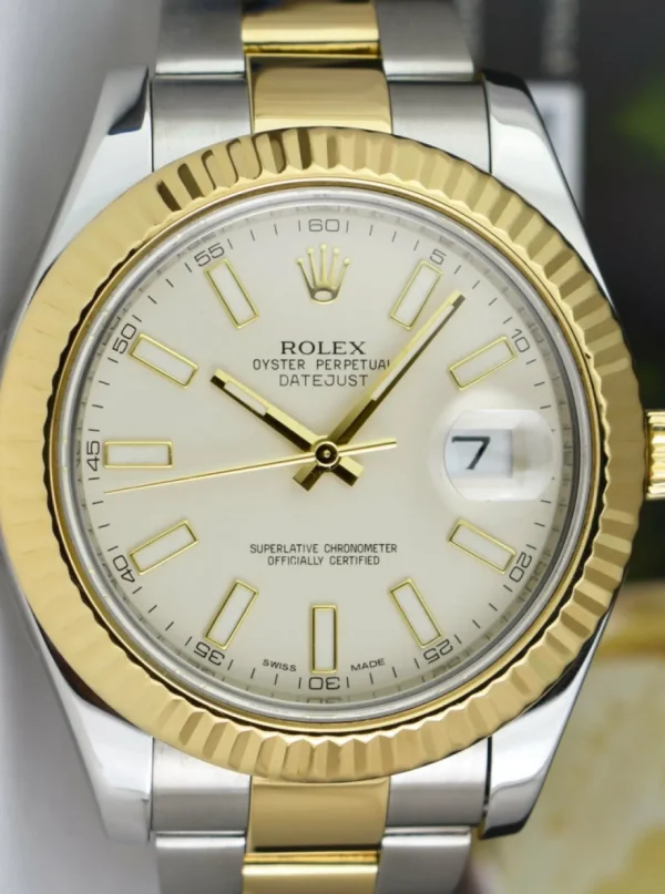 Men's Watches | Dress Watches | Sant Blanc ROLEX Mens 18kt Gold & Stainless Steel DateJust II Ivory Index Model 116333