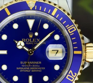 Diving Professional Watches | Sports Watches | Sant Blanc ROLEX Mens 18kt Gold & Stainless Steel Submariner Blue Dial No Holes Model 16613