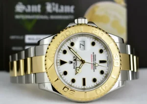 Yachting Professional Watches | Men's Watches | Sant Blanc ROLEX Mens 18kt Gold & Stainless Yachtmaster White Index Model 16623