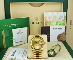 Men's Watches | President Dress Watches | Sant Blanc ROLEX Mens 18kt Gold Day Date 36 President Champagne Stick Dial Model 128238