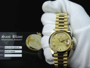 Men's Watches | President Dress Watches | Sant Blanc ROLEX Mens 18kt Gold Day Date 40mm President Champagne Roman Dial Model 228238