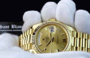 Men's Watches | President Dress Watches | Sant Blanc ROLEX Mens 18kt Gold Day Date 40mm President Champagne Roman Dial Model 228238