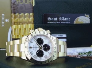 Men's Watches | Racing Professional Watches | Sant Blanc ROLEX Mens 18kt Gold Daytona White Panda Arabic Dial Fat Buckle Model 116528