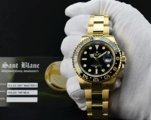 Pilots Professional Watches | Sant Blanc ROLEX Mens 18kt Gold 40mm GMT Master II Black 116718