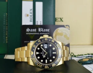 Pilots Professional Watches | Sant Blanc ROLEX Mens 18kt Gold 40mm GMT Master II Black 116718