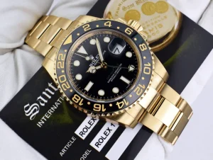 Pilots Professional Watches | Sant Blanc ROLEX Mens 18kt Gold 40mm GMT Master II Black 116718