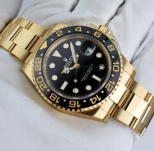 Pilots Professional Watches | Sant Blanc ROLEX Mens 18kt Gold 40mm GMT Master II Black 116718