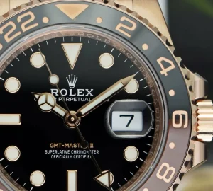 Pilots Professional Watches | Sant Blanc ROLEX Mens 18kt Rose Gold 40mm GMT Master II Black Model 126715