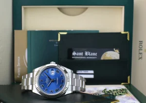 Men's Watches | Dress Watches | Sant Blanc ROLEX Mens 18kt White Gold & Stainless Steel DateJust II Blue Roman Model 116334