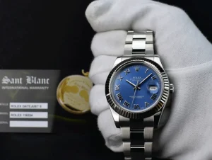 Men's Watches | Dress Watches | Sant Blanc ROLEX Mens 18kt White Gold & Stainless Steel DateJust II Blue Roman Model 116334