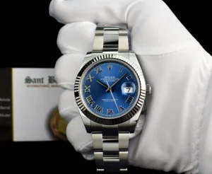 Men's Watches | Dress Watches | Sant Blanc ROLEX Mens 18kt White Gold & Stainless Steel DateJust 41 Blue Roman Model 126334